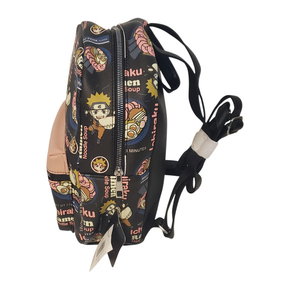 Naruto Shippuden Ichiraku Ramen Mini Backpack Black Pink Faux Leather Bioworld - Picture 2 of 13